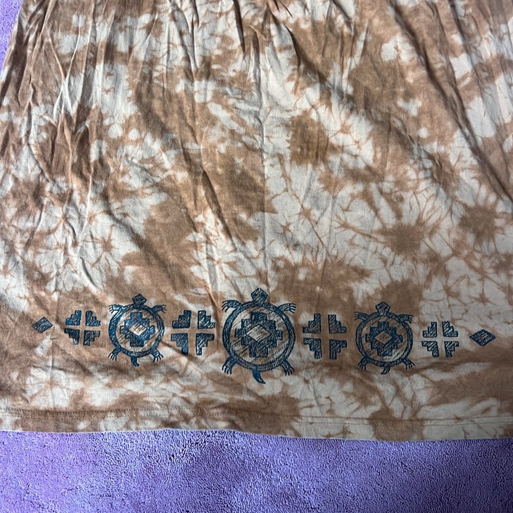 Cactus Bay by Lynée Burnt Orange Tie-Dye Dress with Turtle Print Size Medium - Picture 2 of 6